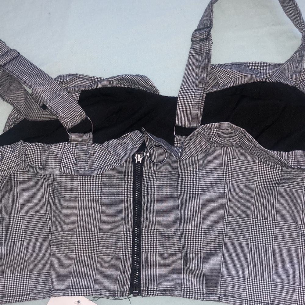 90s zip back Plaid Crop Top - Picture 4 of 4